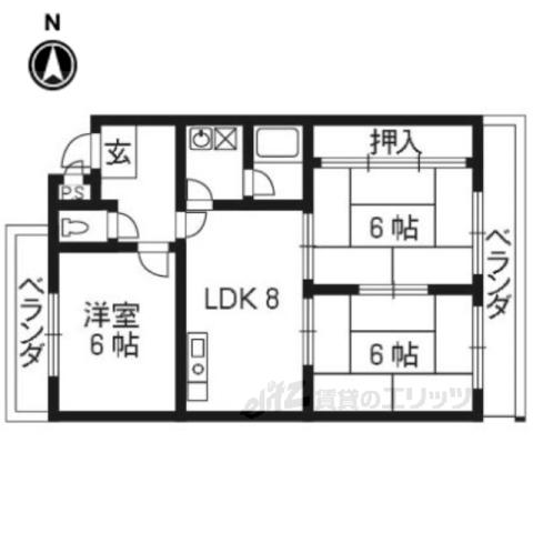 シャンポール蘭(3LDK/3階)の間取り写真