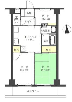 アティアス三郷(2SDK/6階)の間取り写真