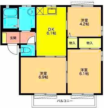 エクセレントTAKA A(3DK/2階)の間取り写真