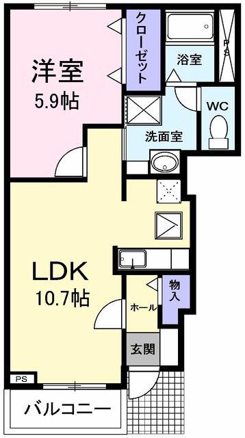 グレイス フォーリスト(1LDK/1階)の間取り写真