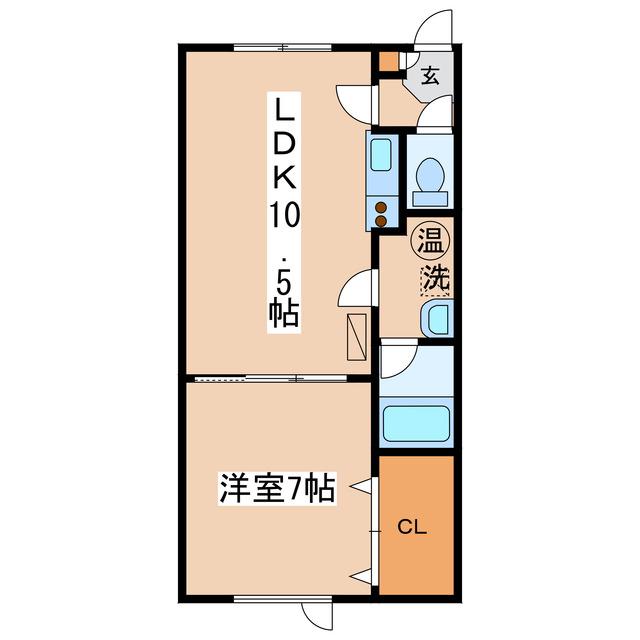 ＪＲ根室本線 釧路駅 徒歩11分 2階建 築21年(1LDK/1階)の間取り写真