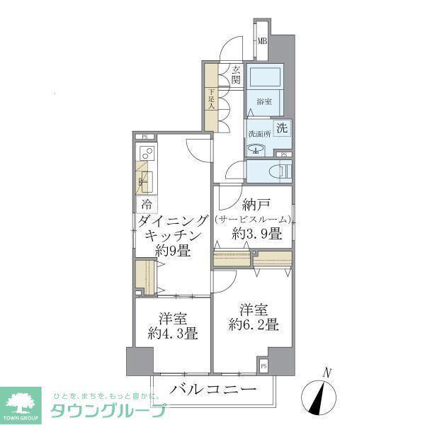 DS VARIE阪東橋レジデンス(2SDK/4階)の間取り写真