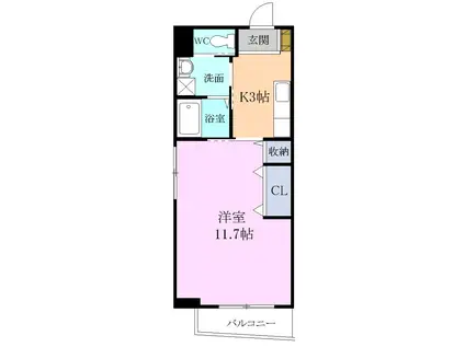 マイルストーン(1K/4階)の間取り写真