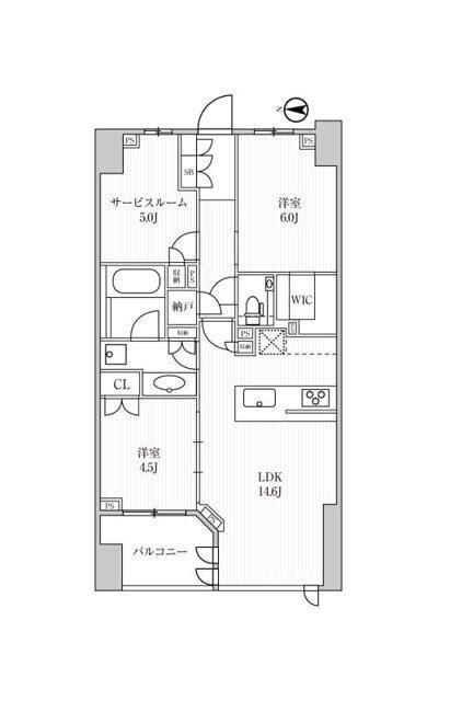 ディームス方南町(2SLDK/6階)の間取り写真