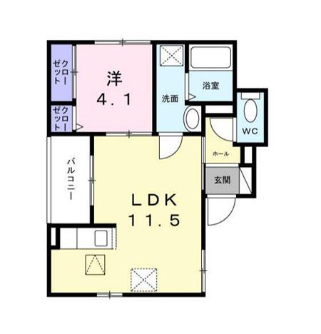 ル・ラパン・ドゥ・ラヴィーヌ(1LDK/1階)の間取り写真
