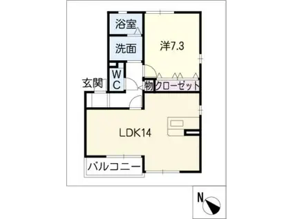 サンハイツVI B棟(1LDK/2階)の間取り写真