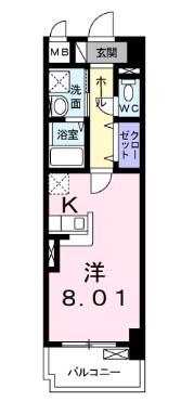 ブライクT27(1K/2階)の間取り写真