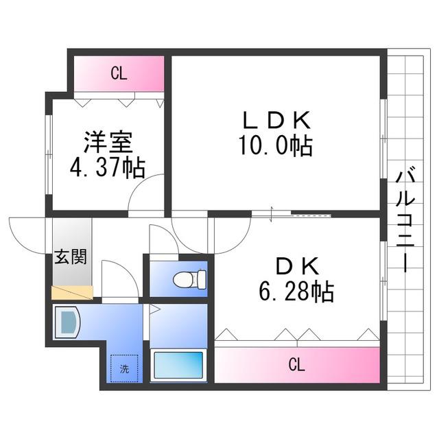 レーヴメゾン羽衣(2LDK/5階)の間取り写真