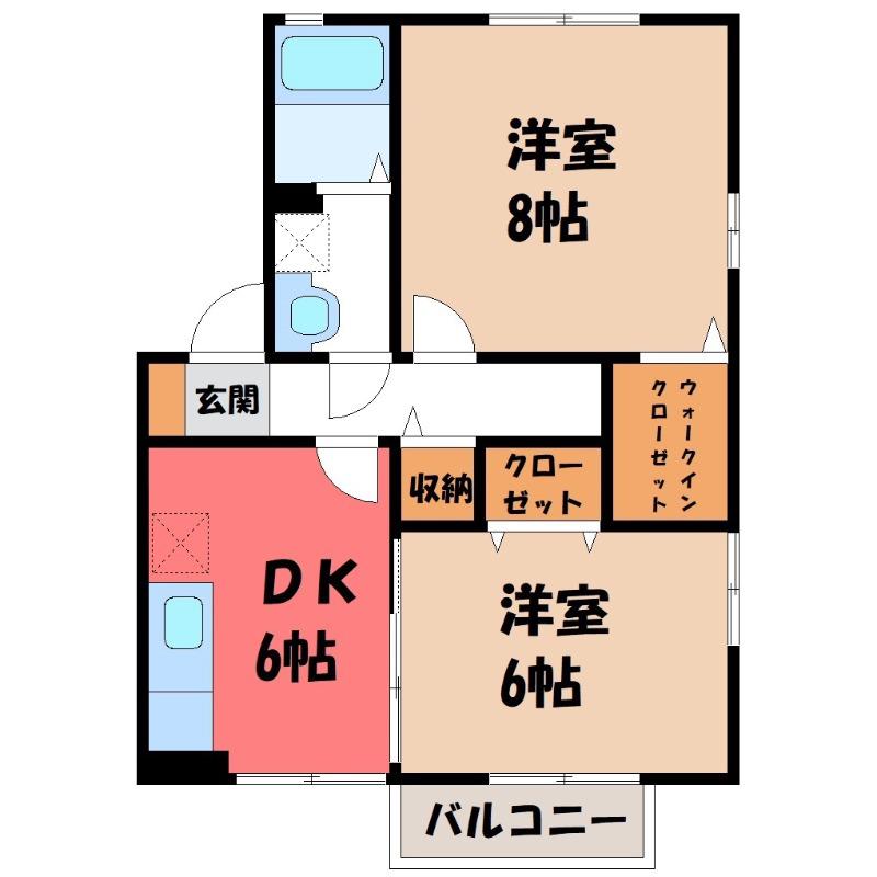 グランメール桜町B(2DK/1階)の間取り写真