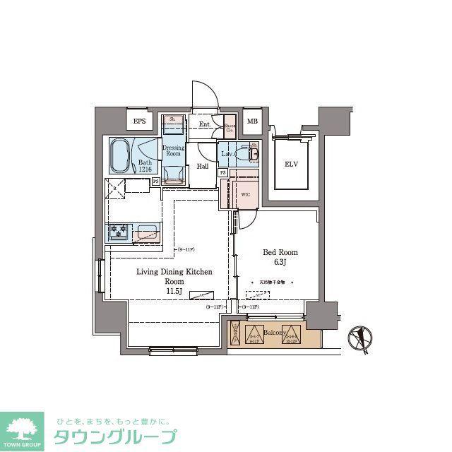 ラグゼナ北千住(1LDK/11階)の間取り写真