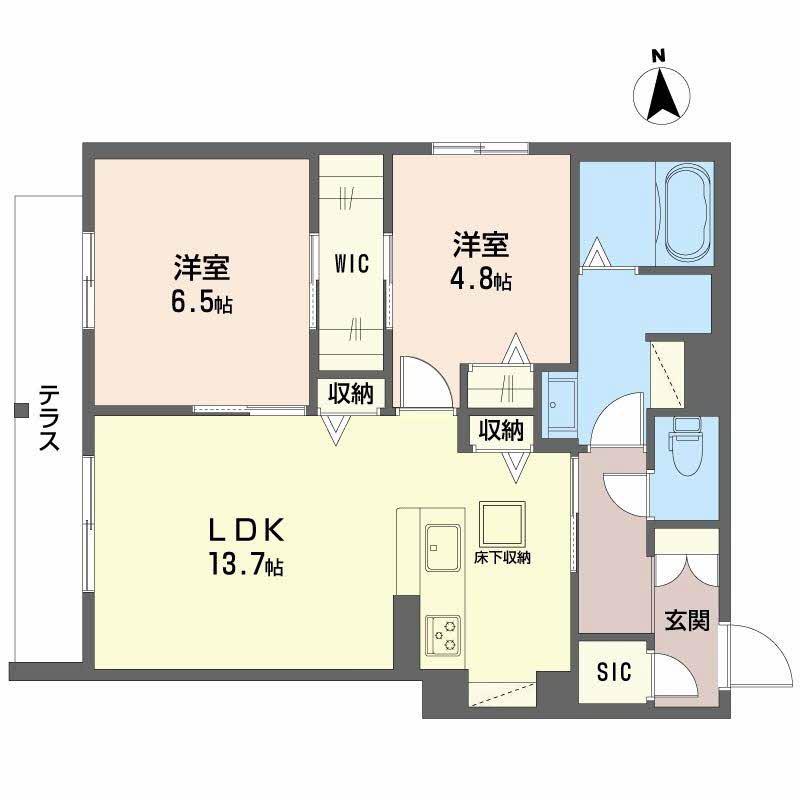 シャーメゾン バルーンフラワー(2LDK/1階)の間取り写真