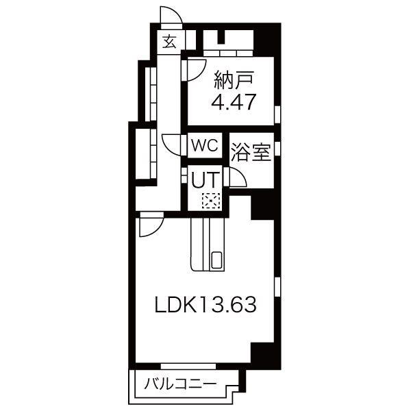 GHONMACHI(1LDK/3階)の間取り写真