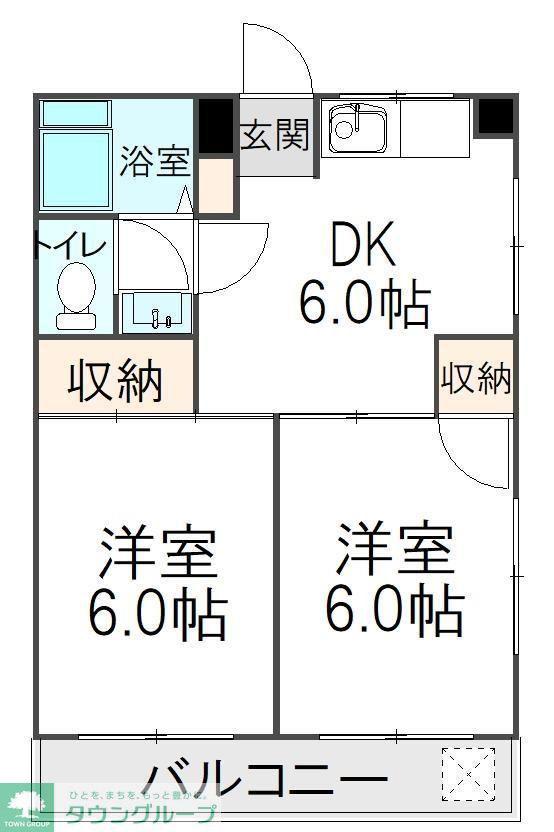 第三大信マンション(2DK/4階)の間取り写真
