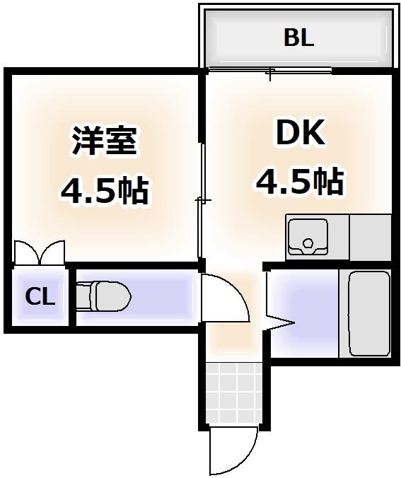 イマフルネス(1DK/1階)の間取り写真