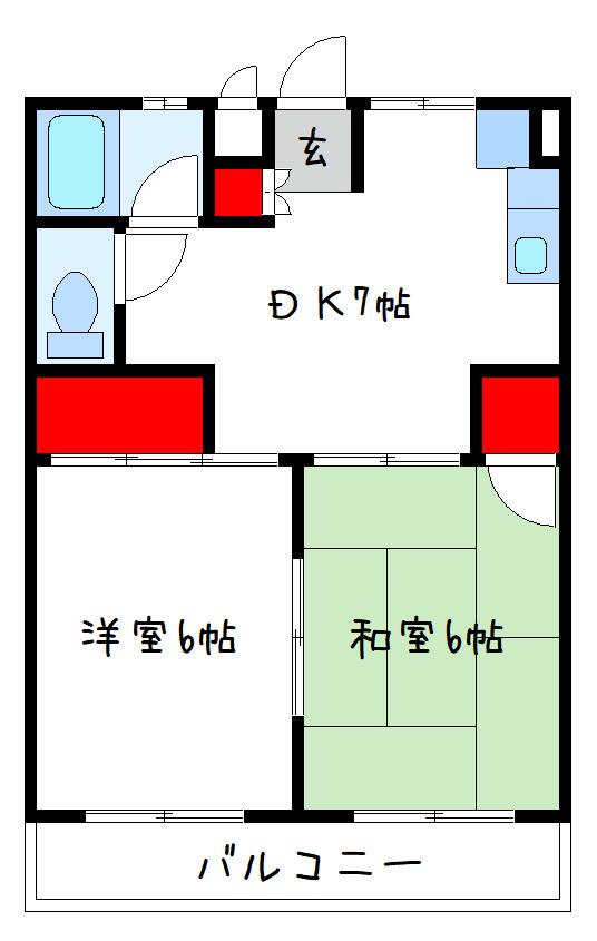 寿コーポ(2DK/1階)の間取り写真