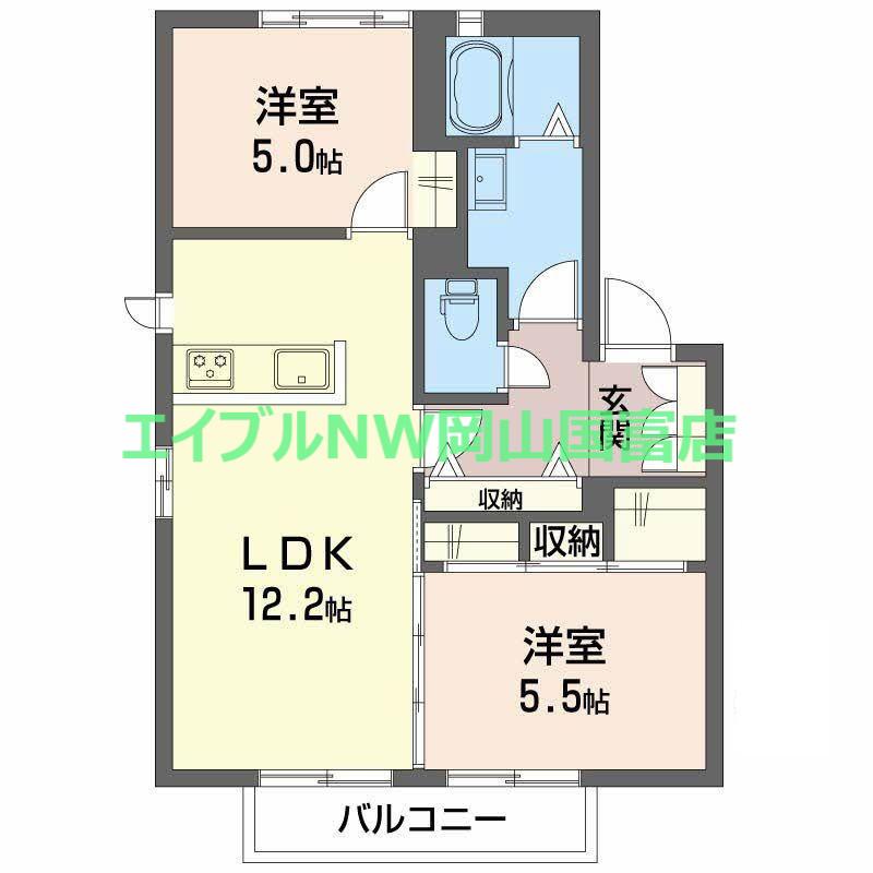 ラ・パルテール福泊 II棟(2LDK/2階)の間取り写真