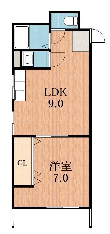 プレステル阪南(1LDK/3階)の間取り写真