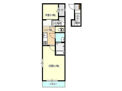 東北新幹線 盛岡駅 徒歩30分 2階建 築6年(1SK/2階)の間取り写真