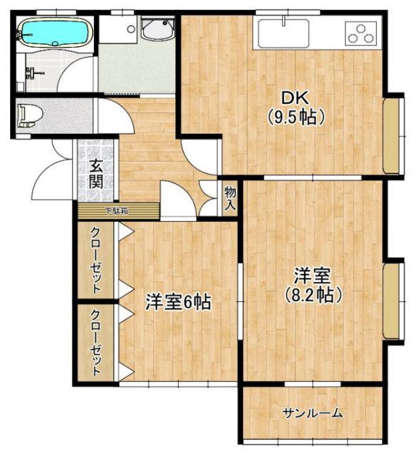 エクセル331(2DK/1階)の間取り写真