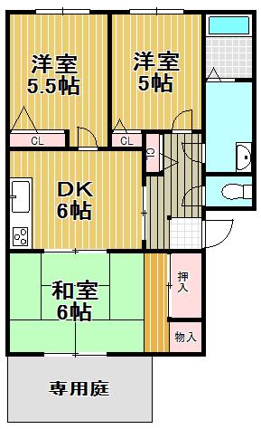 ムーンハピネス(3K/1階)の間取り写真