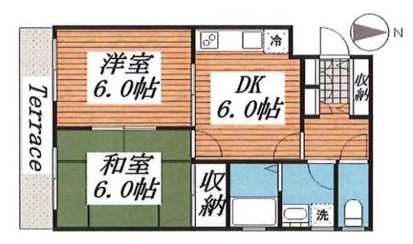 CASA CHICA(2DK/1階)の間取り写真