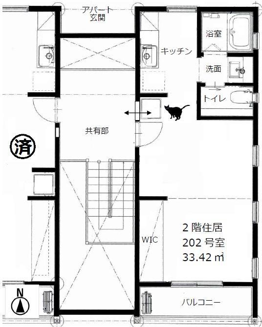 青猫荘(ワンルーム/2階)の間取り写真