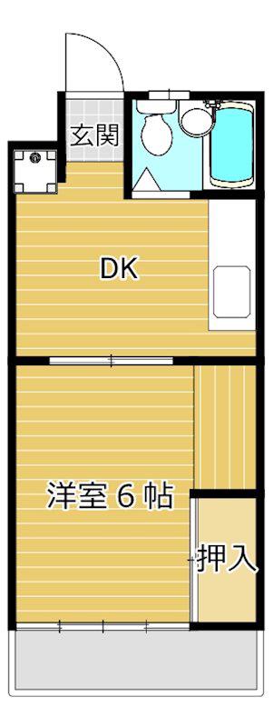リバーサイドA(1DK/2階)の間取り写真
