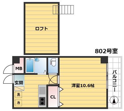 アクシス-E(ワンルーム/8階)の間取り写真