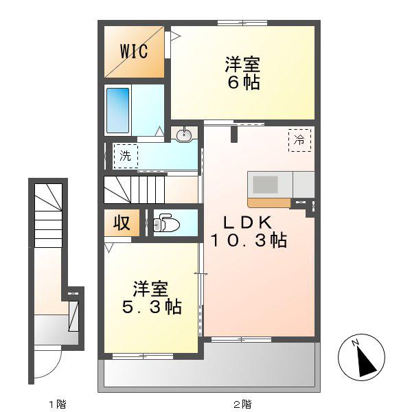 ブリーズ・パーク(2LDK/2階)の間取り写真