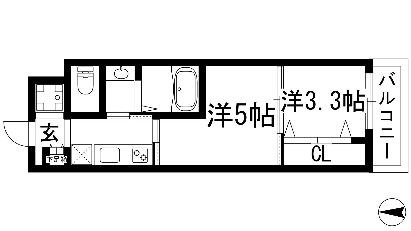 KORE・YIELD仁川(2K/1階)の間取り写真