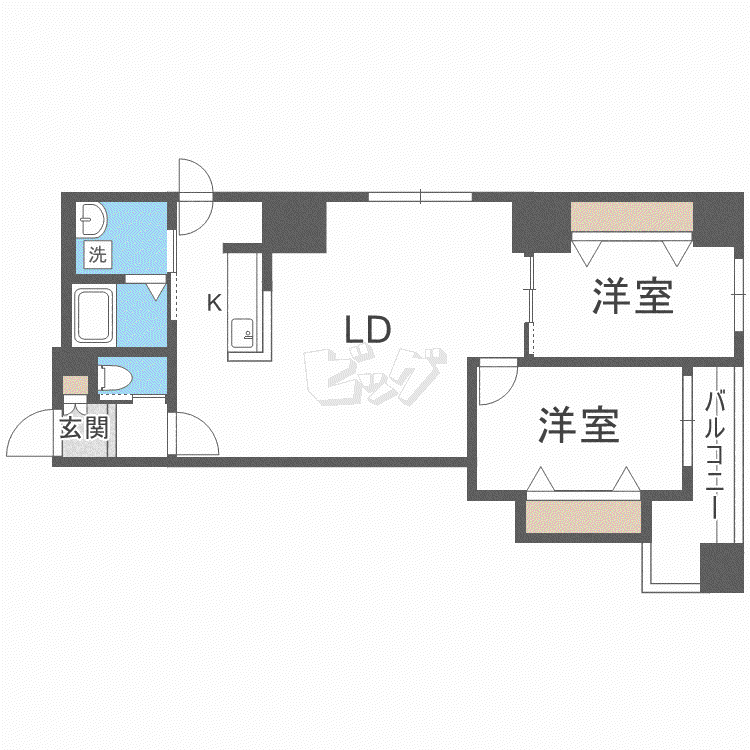 アルファスクエア北15条(2LDK/4階)の間取り写真