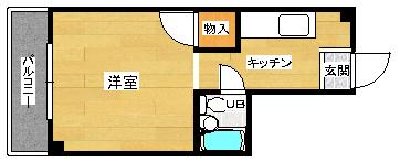 宇品コーポ(ワンルーム/5階)の間取り写真