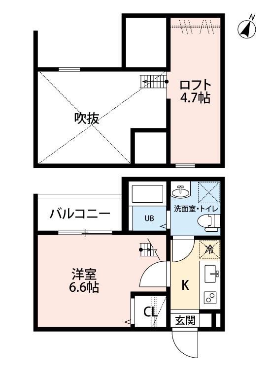 T.A.東山町IIC棟(1K/2階)の間取り写真