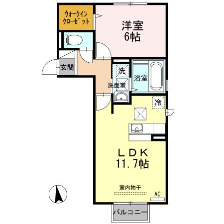 ルイーダ(1LDK/1階)の間取り写真