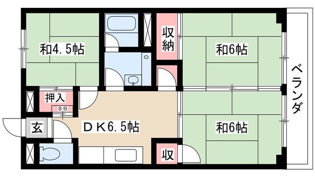 第2太田コーポ(3DK/5階)の間取り写真