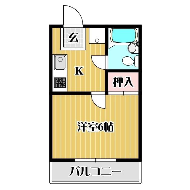 コーポポエム(1K/2階)の間取り写真