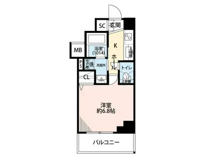 プレール・ドゥーク横濱子安(1K/1階)の間取り写真