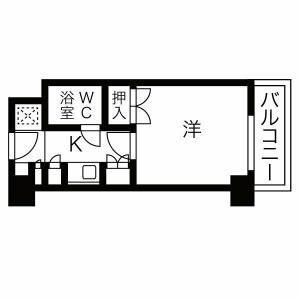 カルム亀島(1K/5階)の間取り写真