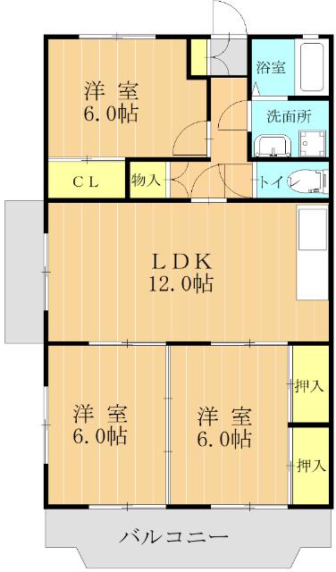 ハイムコスモスII(3LDK/3階)の間取り写真