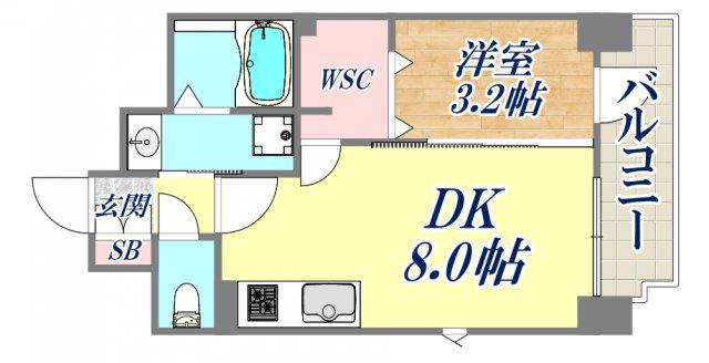 エステムコート神戸元町2ザ・サロン(1DK/7階)の間取り写真
