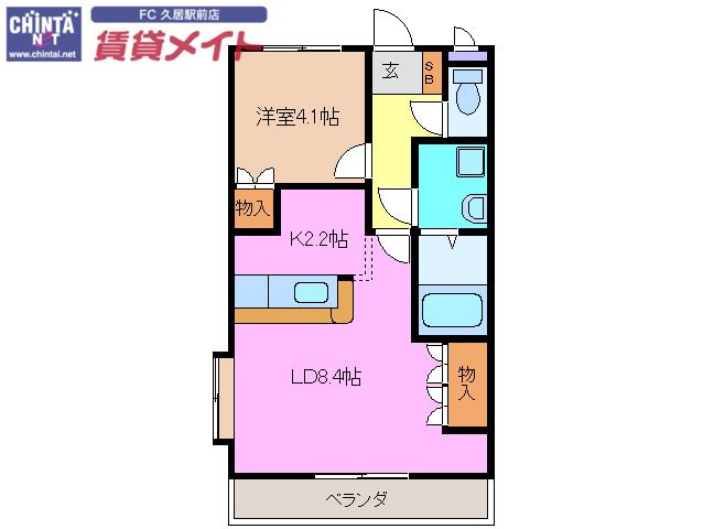 KEI.CITY.久居(1LDK/1階)の間取り写真