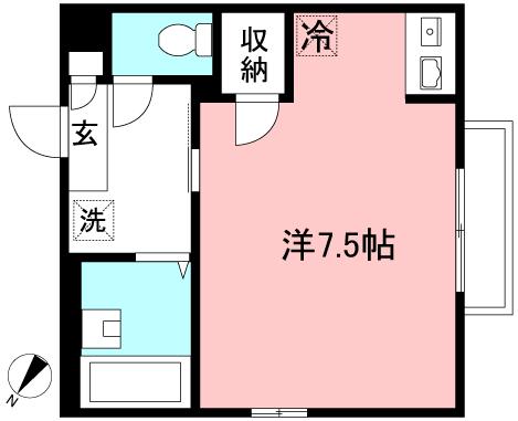 フィオーリ(ワンルーム/2階)の間取り写真