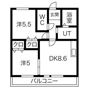 日映マンションIII(2LDK/9階)の間取り写真