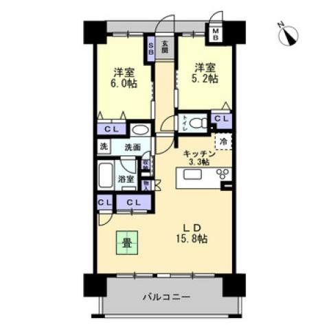 アルファステイツ小松原(2LDK/3階)の間取り写真