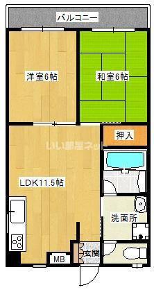 トータスマンション(2LDK/4階)の間取り写真