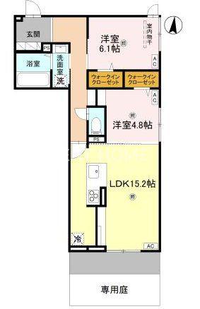 D-ROOM中小阪(2LDK/1階)の間取り写真