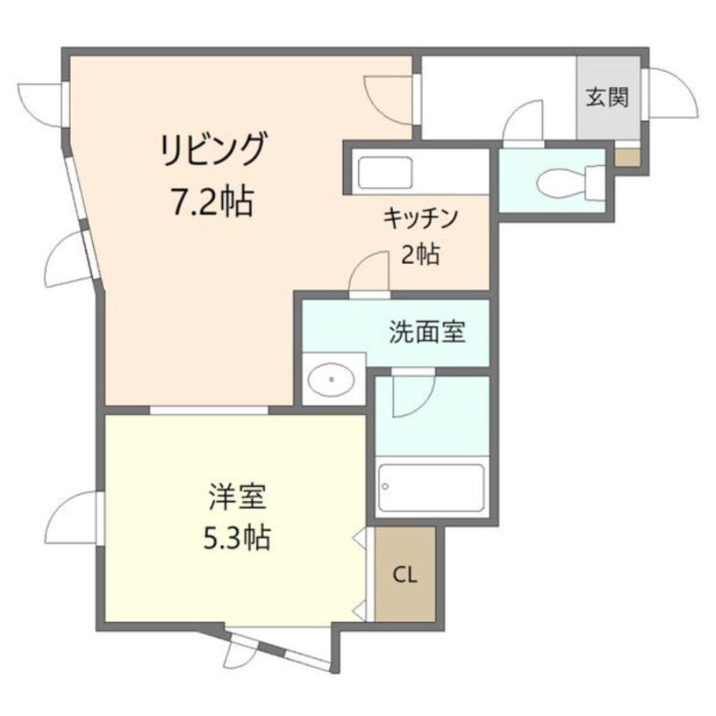 デュオ平岸(1LDK/2階)の間取り写真