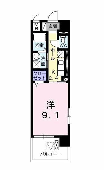 ルミエール山越(1K/3階)の間取り写真
