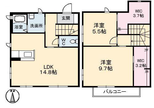 SKY LIGHT(2LDK/2階)の間取り写真