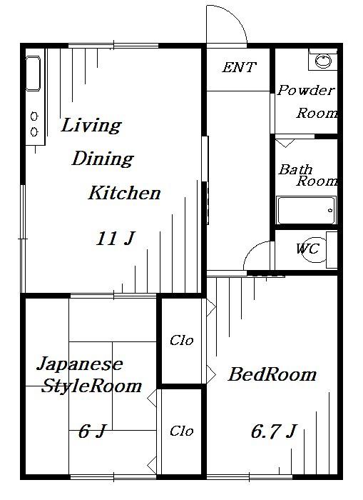 クレイル稲毛(2LDK/2階)の間取り写真